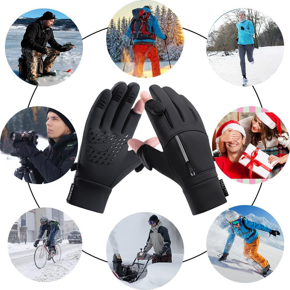 weiatas Winter Fingerless Gloves for Men Women Touch Screen, Cold Weather Thermal Sport Gloves for Fishing Running Cycling Driving Hiking, Warm Windproof Work Gloves - Image 5